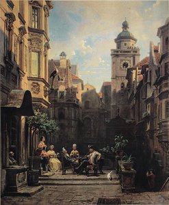 Una buona chiacchierata da Carl Spitzweg